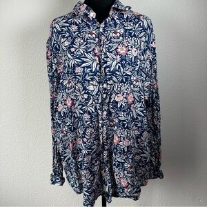 Club Room Blue and White Floral Linen Shirt